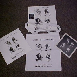 Purchase the incredible, brand new LED ZEPPELIN “Complete BBC Sessions” 5-LP BOX SET, and receive FREE, a Led Zeppelin canvas tote bag 4 different pins, and TWO different Zeppelin lithographs (one is a beautiful raised / embossed litho). While supplies last!