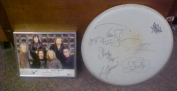 STYX fans!!…something cool in today. Autographed drum head and signed, framed 8″ x 10″.